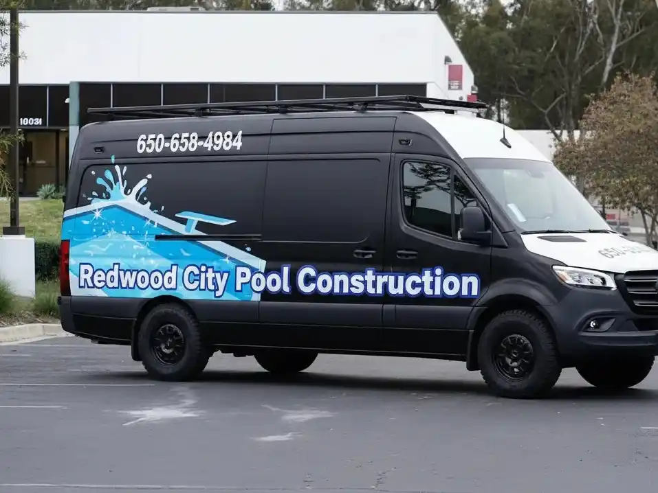 Redwood City Pool Construction company van with branding